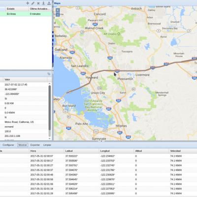 Sofware mostrando recorrido